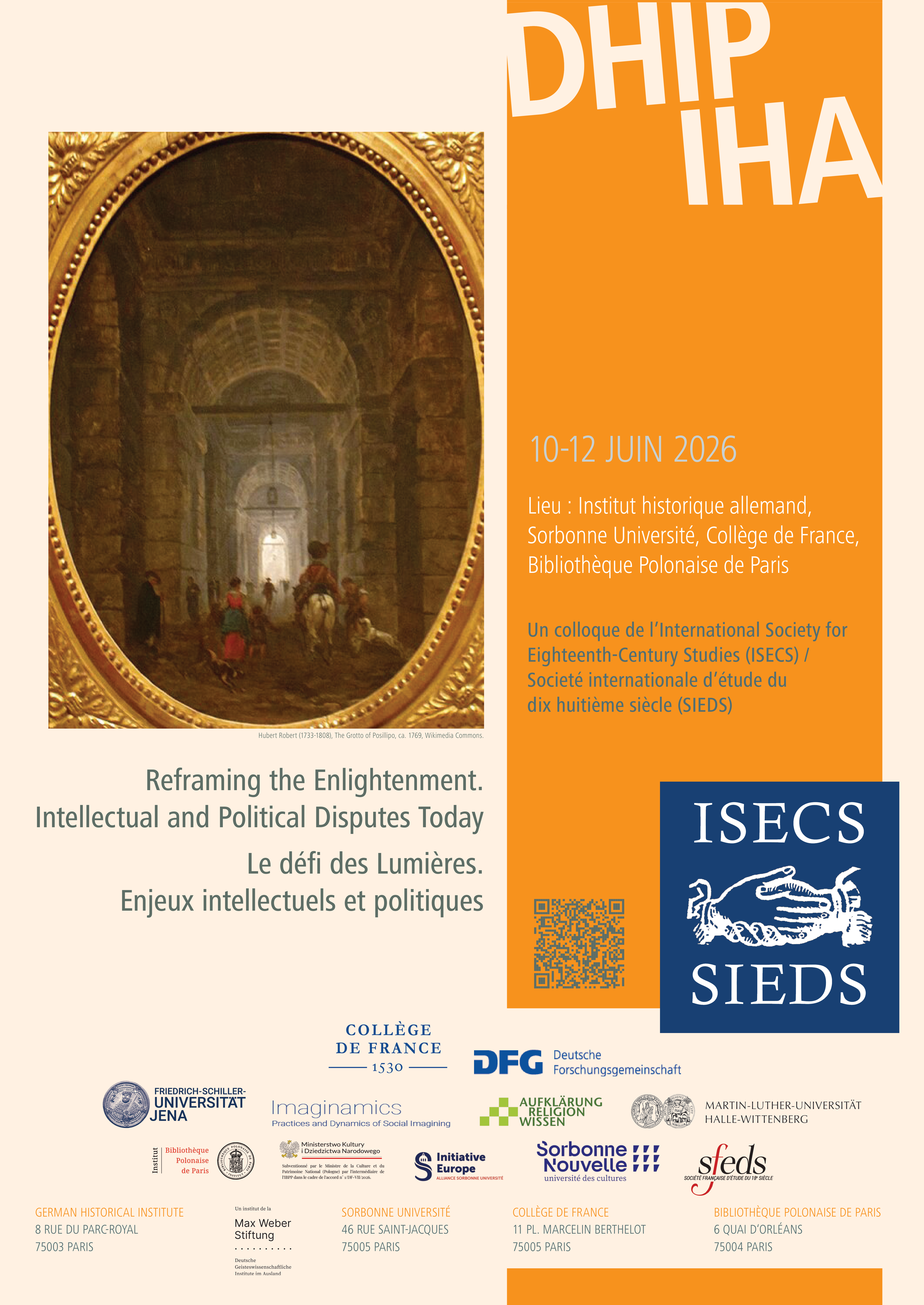 Poster Reframing the Enlightenment - Le défi des Lumières Paris 2026