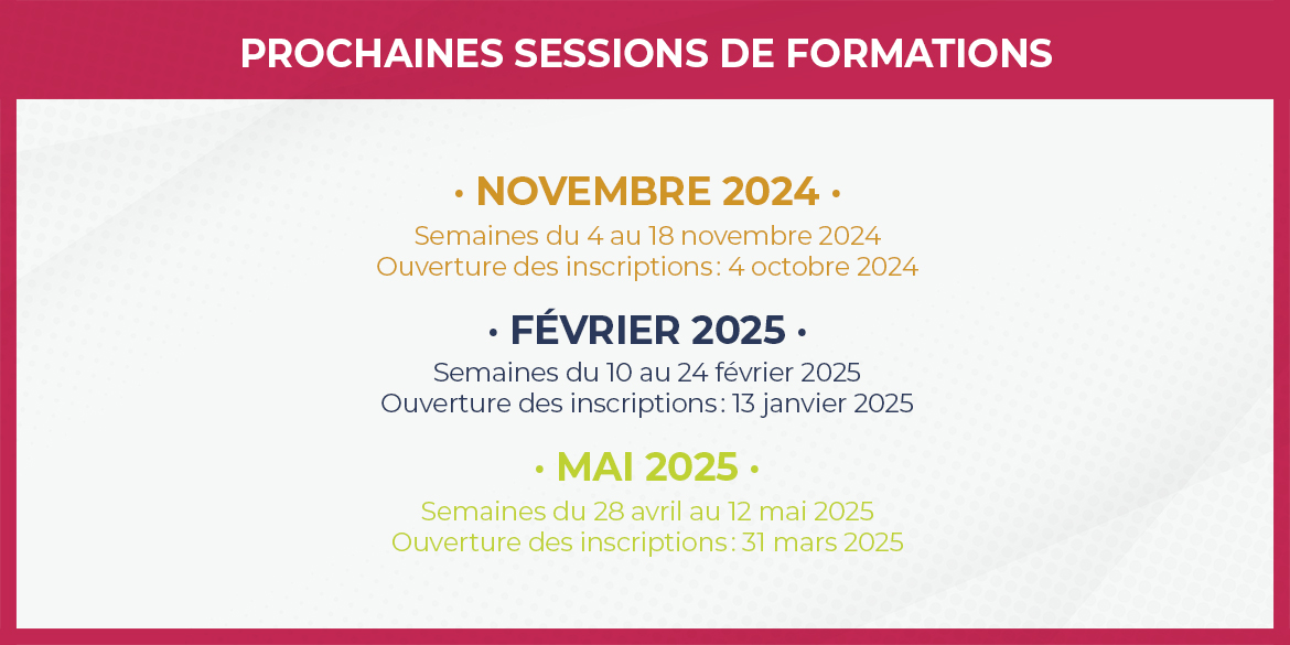 Prochaines sessions de formations